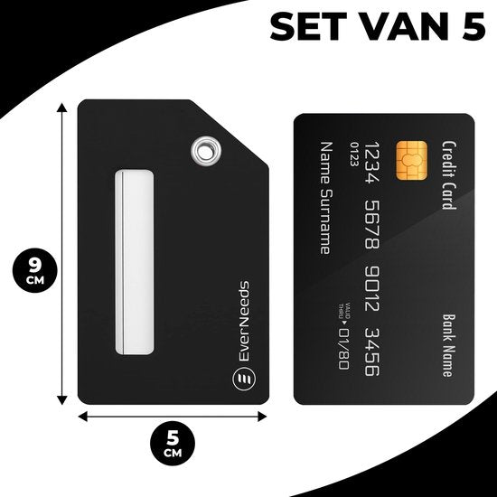 EverNeeds Bagagelabel - Siliconen - Zwart - 5 Stuks -