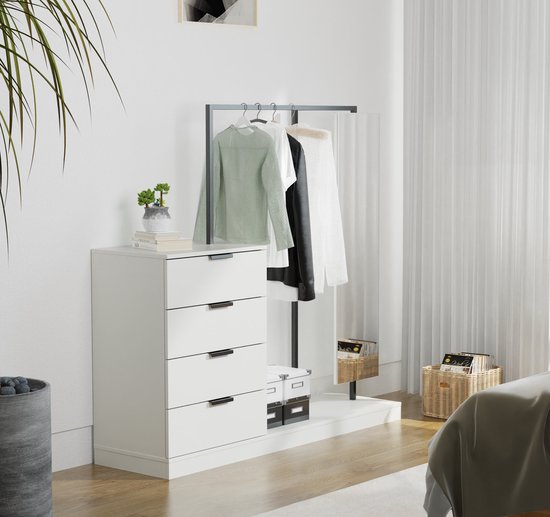 Kledingrek - ladekast met spiegel - kledingkast - opbergkast kleding - hangkast kleding