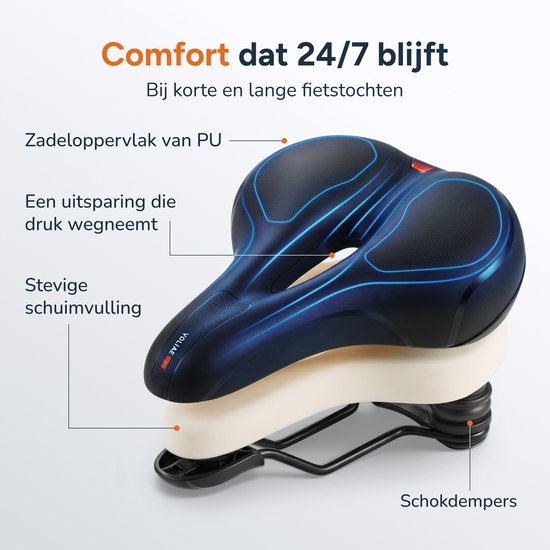 Fietszadel Unisex 100% waterdicht - Incl. zadelhoes - Ergonomisch - Met vering - Zadel fiets - Mountainbike - Dames - Heren - Zadel - Accessoires - Zwart - Proskill