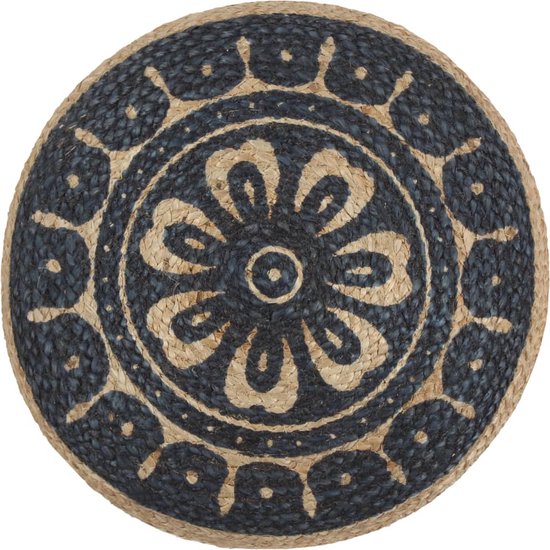 vidaXL - Poef - handgemaakt - 45x30 - cm - jute - blauw