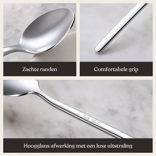Deleca 12 stuks Theelepels Set Amor - Dessertlepels / Koffielepels - 14.2 cm - RVS / Zilver