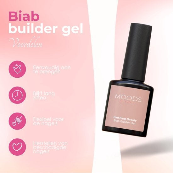 Moods Gellac BIAB Starter Pakket – Nude Pink - Builder in a Bottle – BIAB Nagellak – Inclusief UV/LED Lamp, Bokkepoot, Nagelvijl, Primer, Base en Top Coat