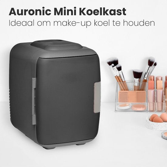 Auronic Mini Koelkast - 4 Liter - Make-Up en Beauty Skincare - 100/240V / 12V Auto Stekker - Zwart
