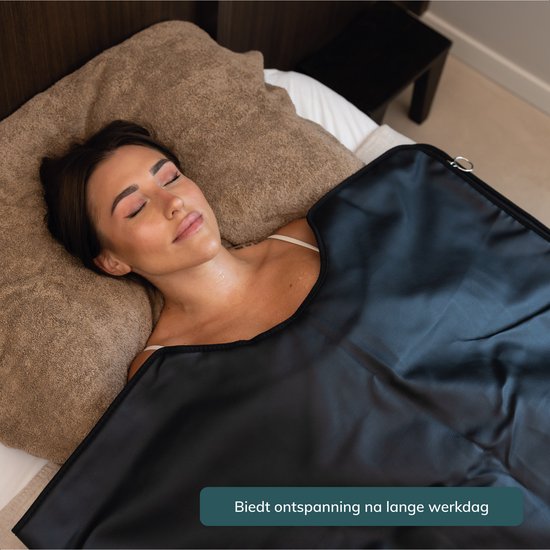 Soft & Silky - ComfortFlow Infrarood Deken - 35 tot 85º - Incl. Detox deken - Infrarood - Rood licht therapie - Sauna - Red Light Therapy - Lamp - Warmte - Elektrische - Deken - Voor spieren, fibromyalgie en gewrichten - Leer zwart