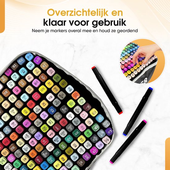 Woodley Dubbelzijdige Stiften - 168 kleuren - Voor volwassen en kinderen - Markeerstiften - Dubbelzijdige stiften - Twinmarkers - Alcohol markers