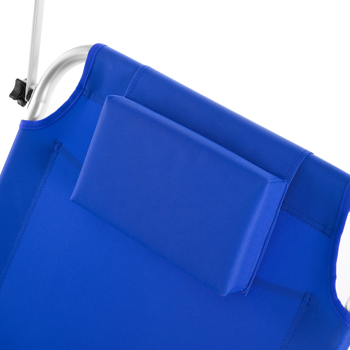 Casaria Ligbed Kreta - Blauw - Aluminium - Opvouwbaar met Wielen, Zonnescherm & Hoofdkussen - 150 x 52 cm