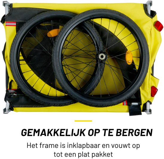 Dunlop Hondenfietskar - Fietskar Hond - Fietskarren voor Honden tot max. 40 KG - Fietskar Bagage - Fietsaanhanger met Reflectoren en Verstelbare Regenhoes - Honden Fietskar - Hondenkar - Geel