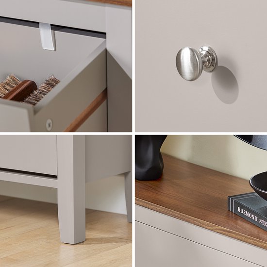 SoBuy FSR89-KA Schoenenkast met 2 Kleppen & Grote Lade – 12 paar schoenenopberglade voor entree, hal – Schoenenrek lichtbruin, 80×25×108cm