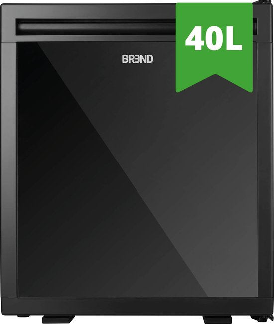 BREND BR-2227 Mini Koelkast 40L – Vrijstaand Tafelmodel Minibar met Instelbare Temperatuur, LED Verlichting & Verstelbare Deur – Zwart