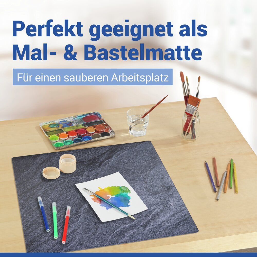 WENKO Afdekmat Kookplaat Leisteenlook - 60 x 52 cm - Hittebestendig PVC