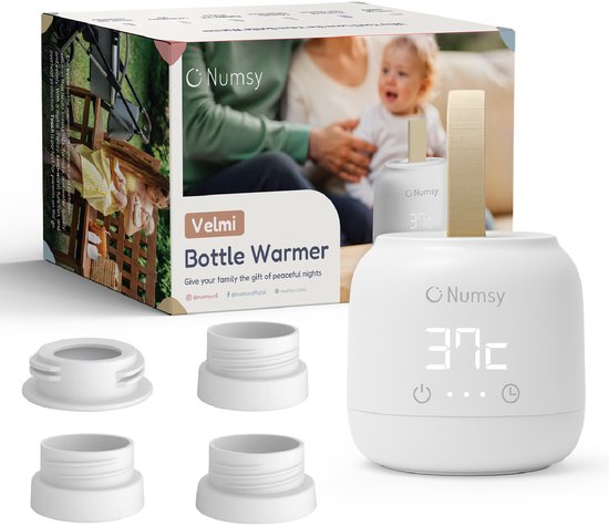 Numsy Velmi Zeer Draagbare Flessenwarmer Onderweg - Draadloos - Incl 4 Adapters