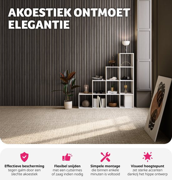 Tectake Akoestische panelen Sonic Wall - 2 stuks - Ebbenhout - 120x60x2,1cm