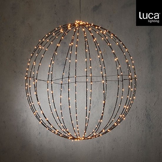 Luca Lighting Kerstverlichting Bal met Warm Witte LED Lampjes - Ø60 cm - Zwart