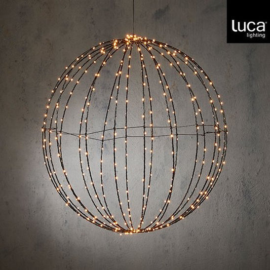 Luca Lighting Kerstverlichting Bal met Warm Witte LED Lampjes - Ø60 cm - Zwart