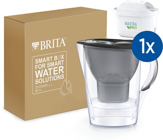 BRITA Marella Waterfilterkan Grijs - 2.4L – incl. 1 MAXTRA PRO Pure Performance Waterfilter – Past in de koelkast - Filter drinkwater van kalk, chloor, PFAS, herbicide, pesticide en meer*