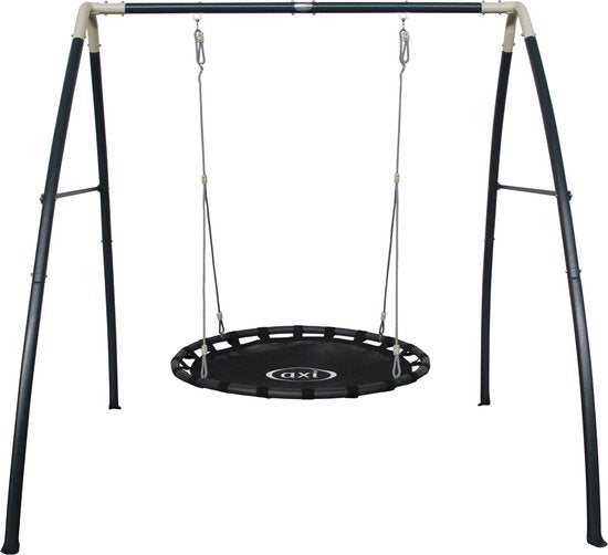 AXI Metalen Nestschommel in Antraciet/Créme - Vrijstaande Schommelset met frame en Nest Schommel Ø120cm - Schommelset voor kinderen
