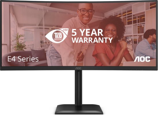 AOC CU34E4C - Gebogen Ultrabrede Zakelijke Monitor - USB-C 90w - 5 jaar Garantie - 34 inch