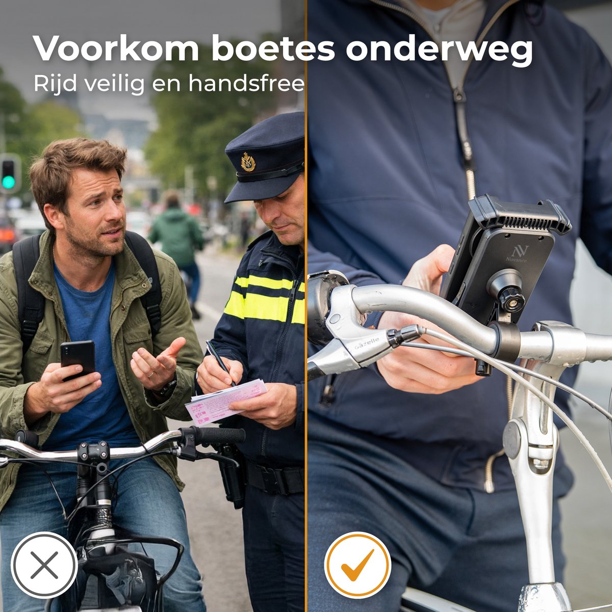 Nuvance Telefoonhouder Fiets - 360° Draaibaar - Voor 4,7-6,8 inch - Zwart