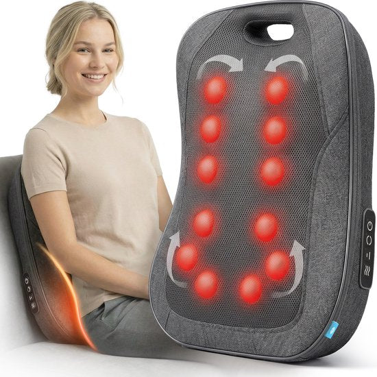 Lifeproducts Massage Apparaat voor Rug - Rugmassage Apparaat - Shiatsu Massagekussen - Massage Apparaten met Warmtefunctie