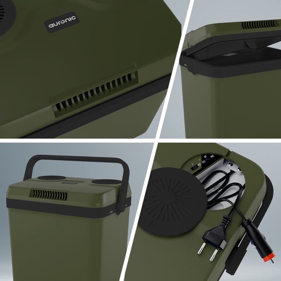 Auronic Koelbox Elektrisch 12V en 230 volt - 25L - Camping Koelkast - Auto - Koelen en Verwarmen - Frigobox - Groen