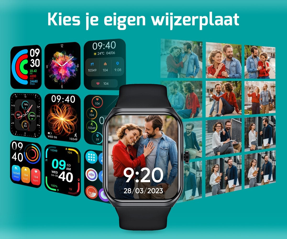 FITAGE Smartwatch - Smartwatches - Stappenteller - Sporthorloge - Smart watch - Activity Tracker - Dames en Heren - Zwart