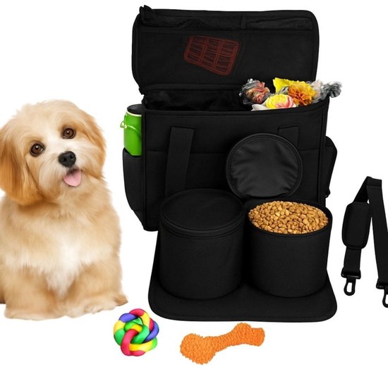 Honden Reistas – Hondentas met Voercontainers – Travel Bag - Hond of Kat -37x15x30 cm