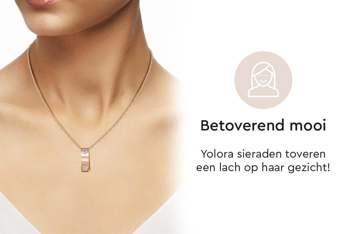 Yolora Dames Ketting met Hanger - Kalpa Camaka Kristallen - Rosé kleurig - 18K Roségoud Verguld - Vrouwen collier Rose gold - Sieraden - Luxe Giftbox - Geschenkdoos - Cadeau doos - Exclusieve Geschenkverpakking - Mooie Cadeauverpakking
