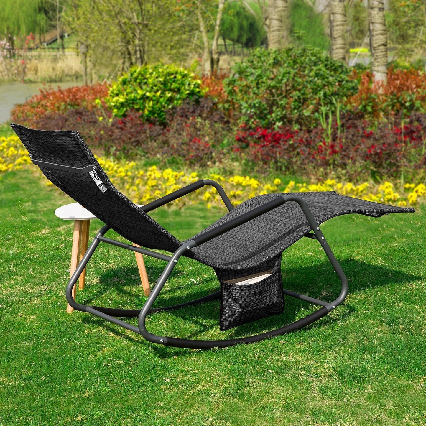 SoBuy Schommelstoel - Buiten - Max. 150 kg - 143 x 57 x 85 cm - Zwart