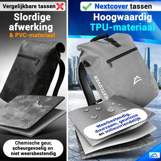 Nextcover 3in1 Fietstas - waterdichte rugzak en schoudertas 25L - PVC vrij