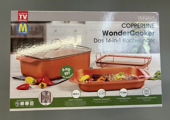 Livington Copperline WonderCooker - 14-in-1 keukenset - braadpan, grillpan, slowcooker en meer - Kookset voor alle soorten fornuizen, inclusief inductie