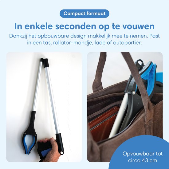 Safe Age® Grijper voor ouderen – Afvalgrijper - Extra Lang 90 cm – Opvouwbaar – met 360° Draaibare Kop & Magneet