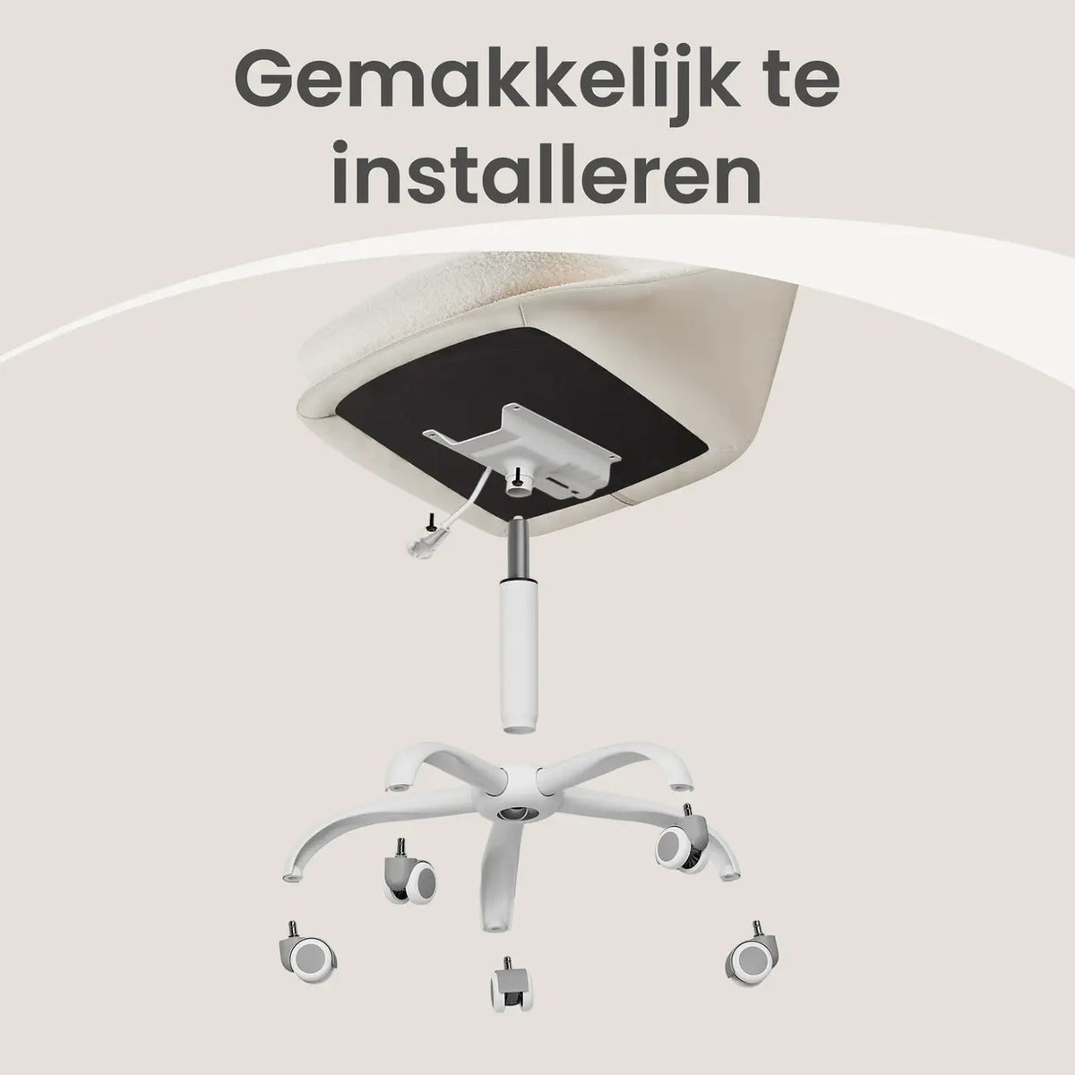 JOYFURNOS Sherpa Bureaustoel - In Hoogte Verstelbaar - Beige/Wit