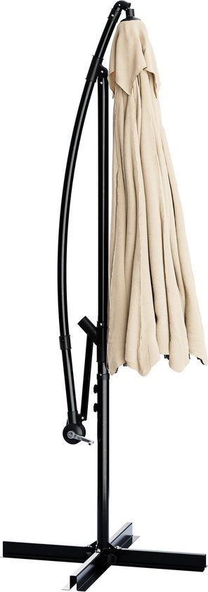 Tristar Zweefparasol - 300cm Rond - Tuin & Balkon - Verstelbare Hoogte - Incl. kruisvoet & Beschermhoes - PA-7906 - Beige