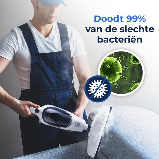 URGOODS - Hoge Druk 2-in-1 Stoomreiniger & Handstomer - Wit Kunststof - Inclusief 8 Opzetstukken - 2 Microvezeldoeken - Multifunctioneel & Hygiënisch