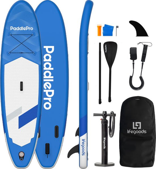 LifeGoods SUP Board Allround Compact - 100 KG Draagkracht - Opblaasbaar - Compleet SUP pakket - Blauw