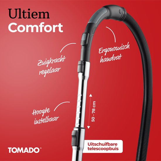 Tomado TVC2001B - Stofzuiger zonder stofzak - 2 liter - Zakloos - HEPA 12 filter - Lichtgewicht - Zwart