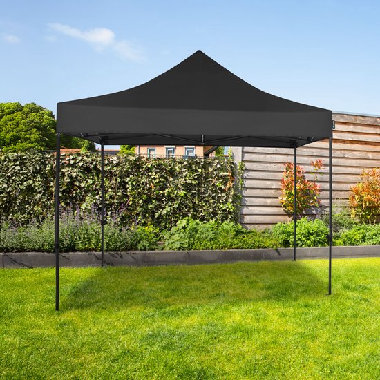 VONROC Partytent - Paviljoen - Easy Up - Opvouwbaar - Waterdicht - Met Draagtas - 300 x 300 cm – Zwart
