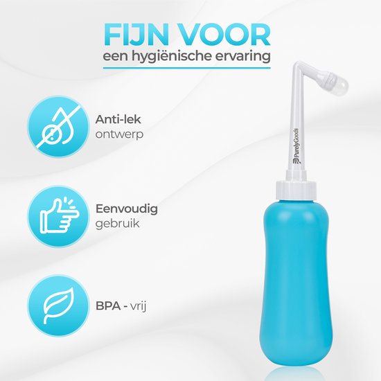 PurelyGoods® Peri-fles - Draagbare Bidet - Vaginale Douche - Perineum - Zwangerschap - Postpartum Spoelfles - 450ML - Blauw