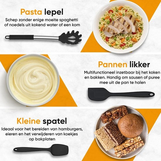 Strex Keukengerei Set 43 delig met Houder - Hittebestendig / BPA Vrij / Siliconen