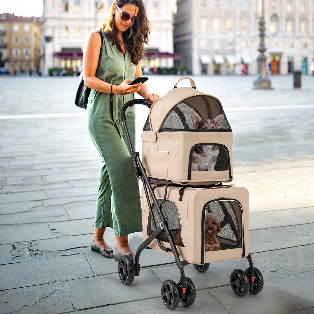 Coast 3-in-1 Hondenbuggy - Beige - Opvouwbaar - 53 x 84 x 105 cm