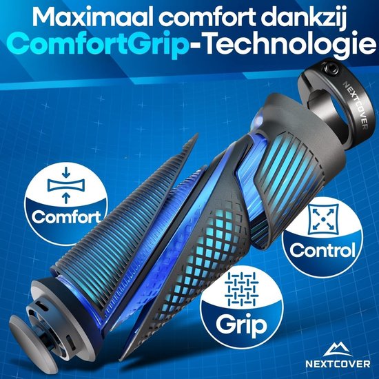 NEXTCOVER® Ergonomische Fietshandvatten met [Comfort-Grip-Technologie] I Universele Fiets & MTB Handvatten I Stuurhandvatten Fiets I Handgrepen Fiets I Ergonomisch Design voor Drukontlasting & Grip I Geschikt voor E-bike, Stadsfiets & MTB I 1 Paar