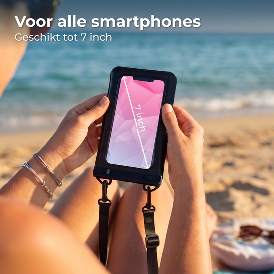 Nuvance Waterdicht Telefoonhoesje 2 in 1 met Koord - Universeel tot 7 inch - Drybag Hoesje - Dubbele Klipsluiting