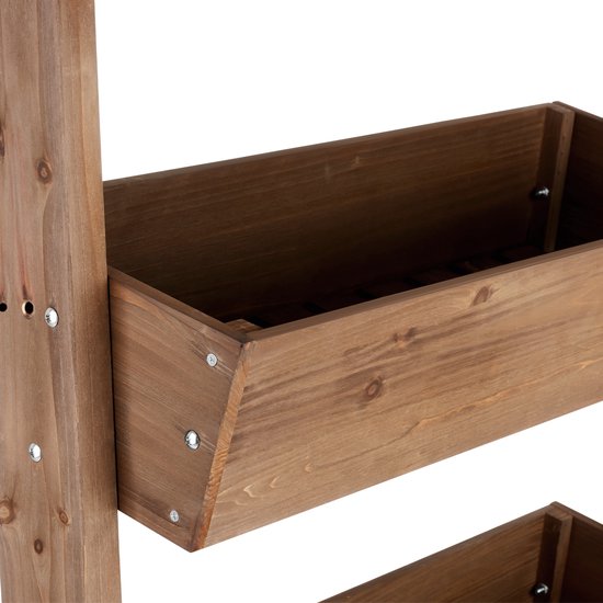 tectake® Verticale Tuin Flora - Met 5 Plantenbakken voor Bloemen, Kruiden of Groenten - Bruin - 81 x 52 x 180 cm - Kweekbak voor Moestuin - Kantelbare Bloembakken van Gelakt Dennenhout - Inclusief Vliesdoek/Worteldoek - Weerbestendig en Stabiel