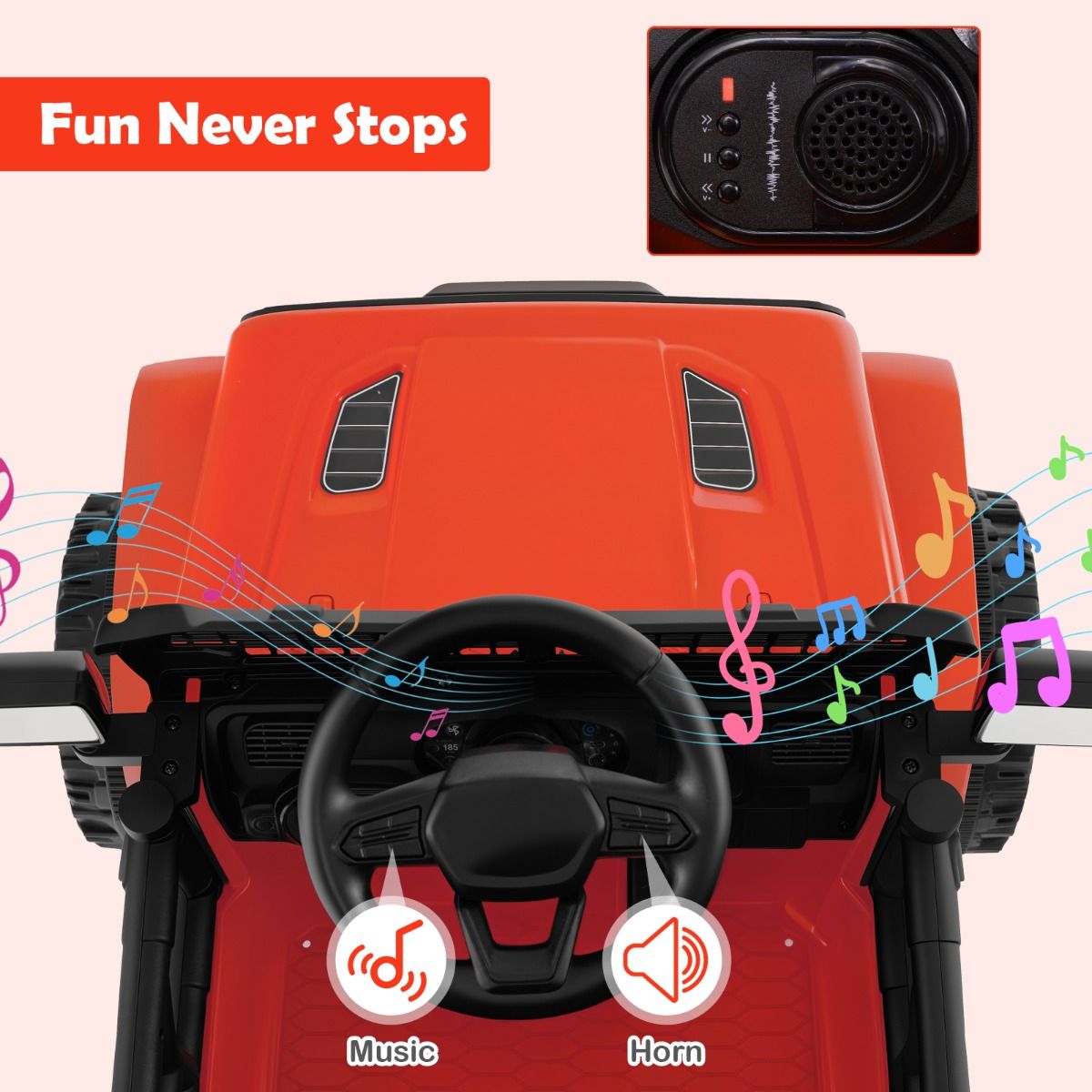 Coast Elektrische Kinderauto - met afstandsbediening - muziek en claxon - rood