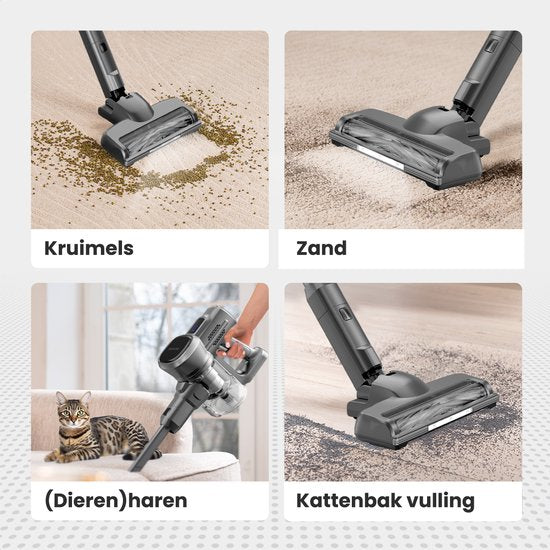 Auronic – Steelstofzuiger Draadloos – 220 watt & 23 kpa Zuigkracht – Voorzien Van Extra Accu En Wasbaar Hepa-filter – Tot 100 Minuten Gebruikstijd – Grijs Kunststof En Metaal