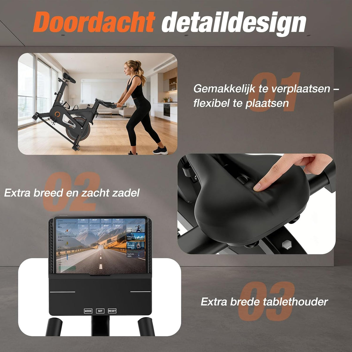 DH FitLife Magnetische Hometrainer - Zwart - 120 x 53 x 110 cm - Stil, Verstelbaar, Hartslagmeter