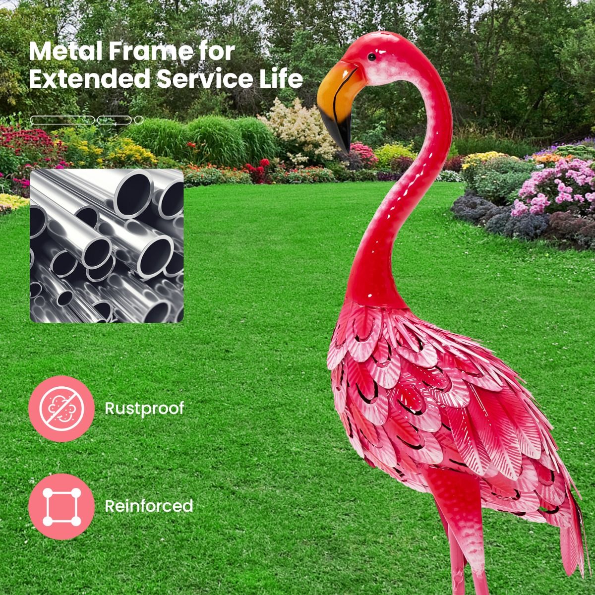 Coast Flamingo tuinbeelden - Set van 2 - Metaal - Roze