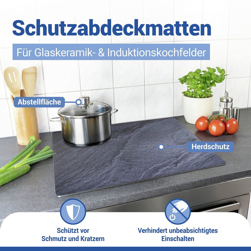 WENKO Afdekmat Kookplaat Leisteenlook - 60 x 52 cm - Hittebestendig PVC