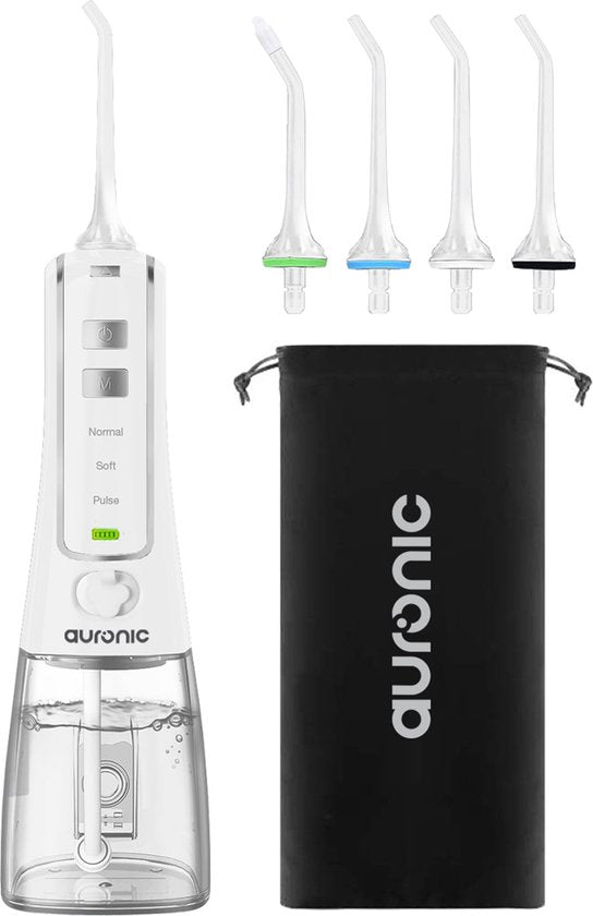 Auronic Waterflosser  300 ml - 4 Opzetstukjes - Wit