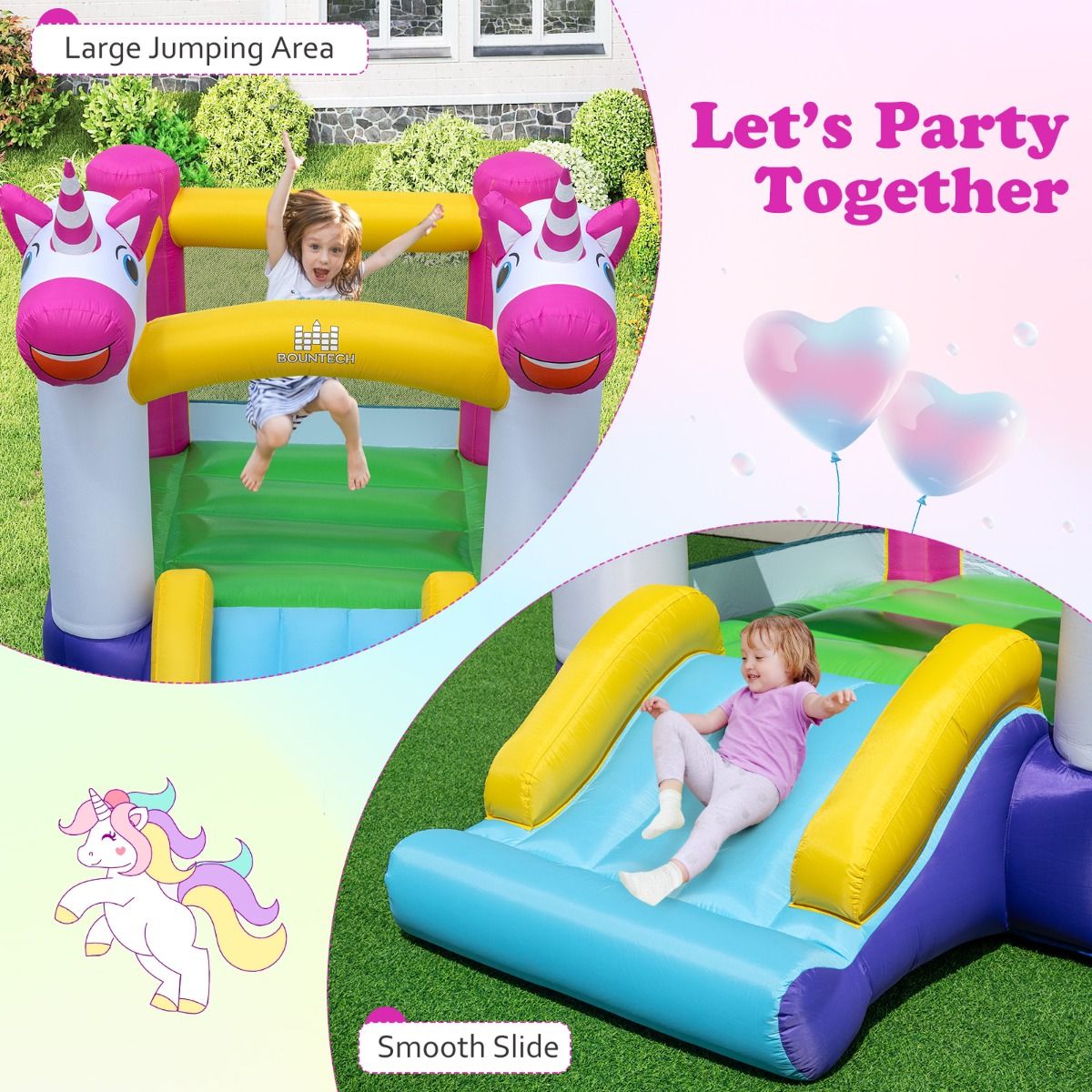 Coast Opblaasbaar Speelkasteel - 2-in-1 Trampoline met Glijbaan - Voor Kinderen - Multicolor